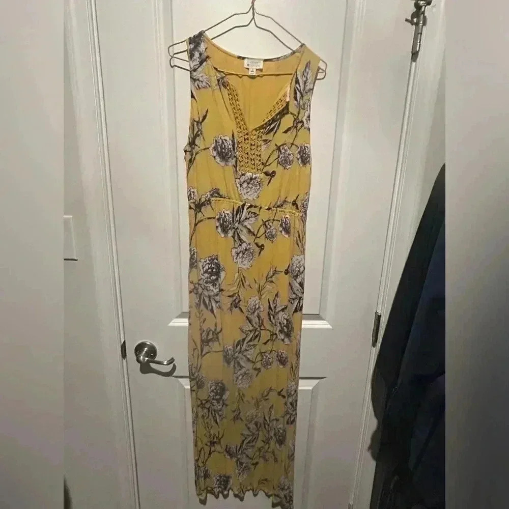 Market & Spruce Yellow Floral Maxi Dress